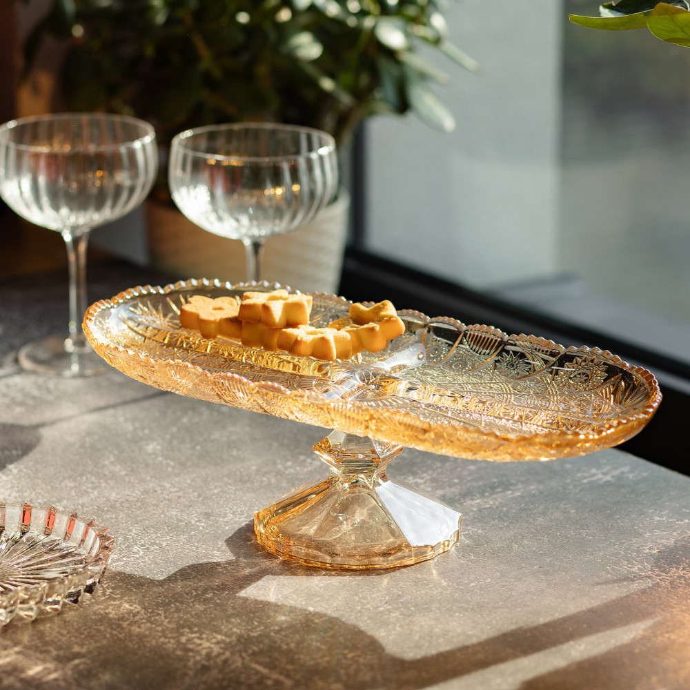 Фруктовница стеклянная на ножке 33.5х15х10.5 см овальная ваза для фруктов HP-YH-84 Киев - изображение 4