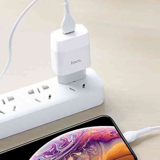 Мережевий зарядний пристрій HOCO C72Q Glorious single port QC3.0 charger set(Type-C) 18W White Київ