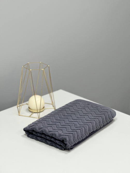 Махровий рушник Ideal Textile Зігзаг 70х140 см (56861033) Графітовий Чернівці - фото 2