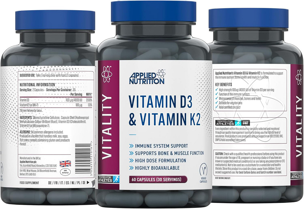 Вітамін D3 та K2 Applied Nutrition Vitamin D3 & K2 60 капсул Луцьк - фото 2