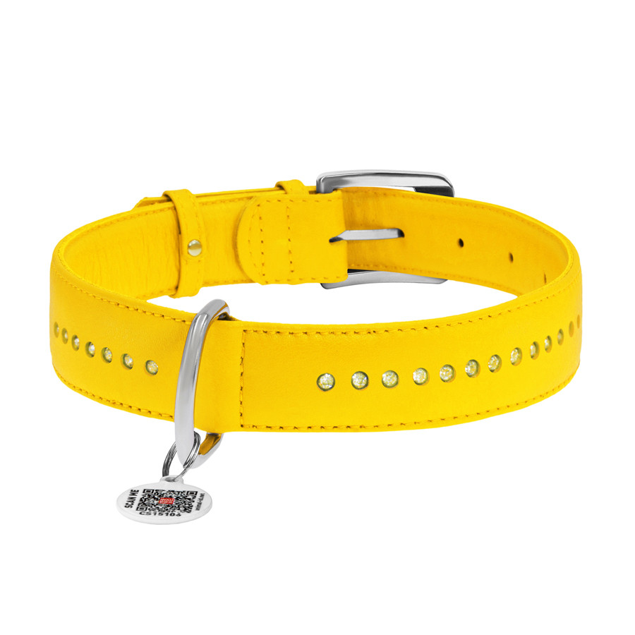 Нашийник для собак шкіряний WAUDOG Glamour з QR паспортом, подвійний зі стразами, Ш 35 мм, Дов Коломыя - изображение 4