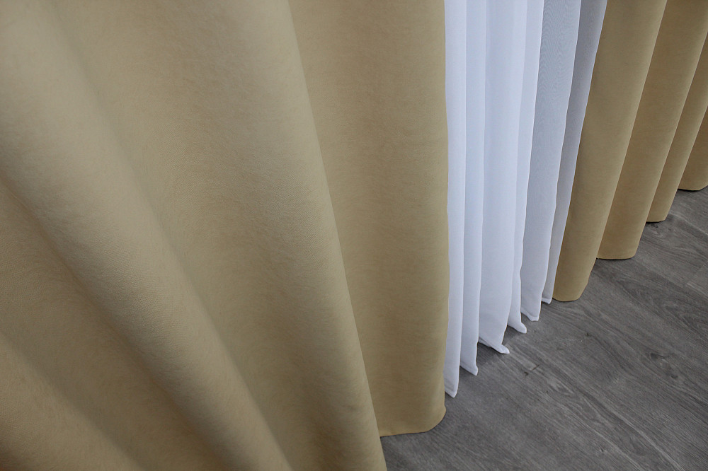 Комплект штор на люверсах VR-Textil Микровелюр SPARTA № 1192ш 150х270 см 2 шт Бежевый (37-0162) Киев - изображение 7