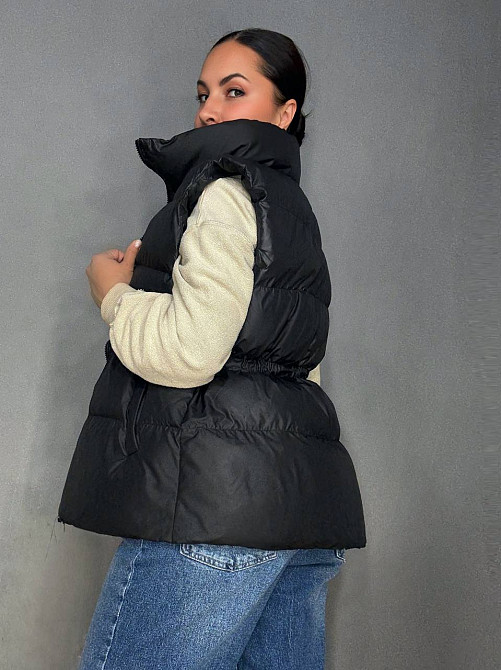 Жилетка женская Lady Yep 10006 длинная с затяжкой на талии черная, черный, 44 Киев - изображение 4