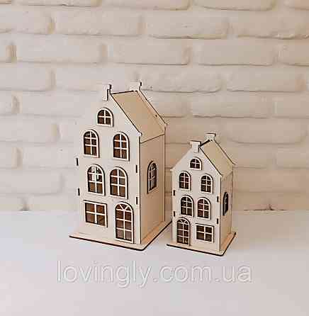 Будиночок з дерева 33 см в європейському стилі з LED підсвіткою. Ірпінь