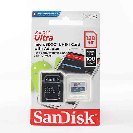 Карта памяти microSDXC (UHS-1) SanDisk Ultra 128Gb class 10 A1 (100Mb/s) (adapter SD) Киев