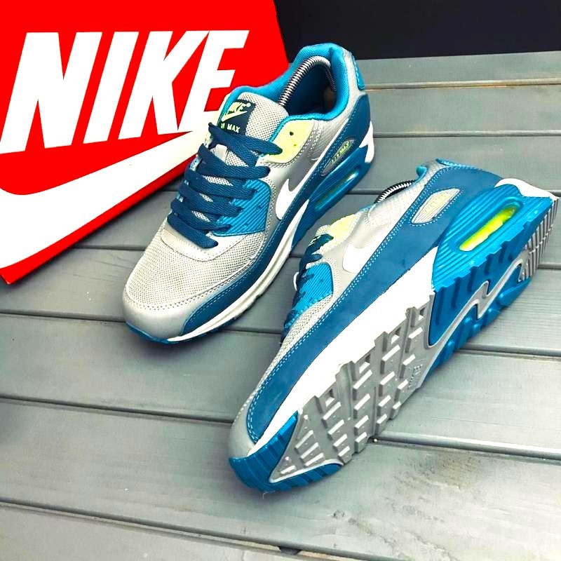Мужские Серые Кроссовки Nike Air Max 90 Синие Найк (размеры: 42,43,44,45,46) Видео Обзор Днепр - изображение 7