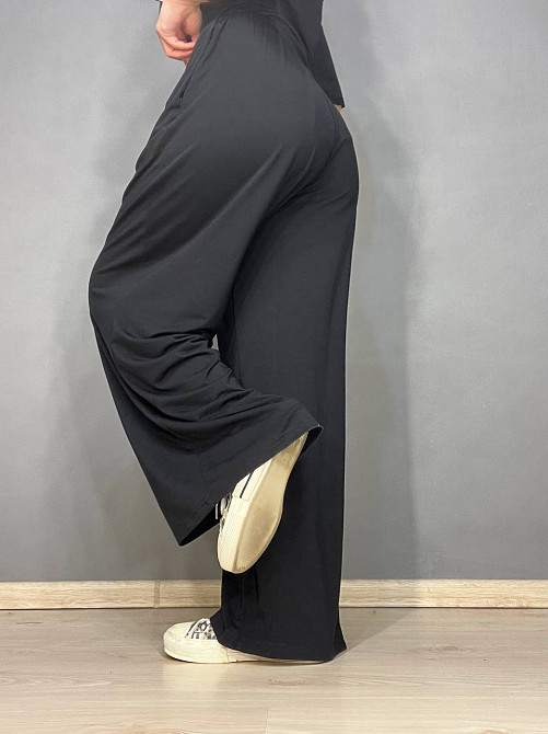 Брюки женские A-N 25060 палаццо на резинке с карманами тонкие свободные, черный, one size Киев - изображение 6