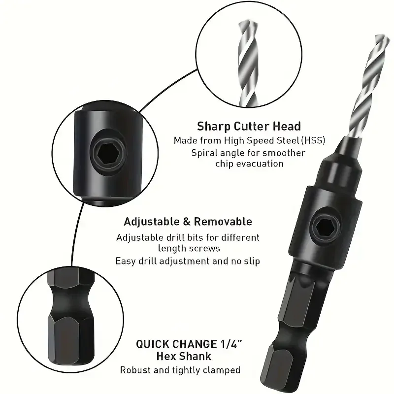 Набір свердел з зенковкою 5 шт для дерева і меблів Київ - фото 4