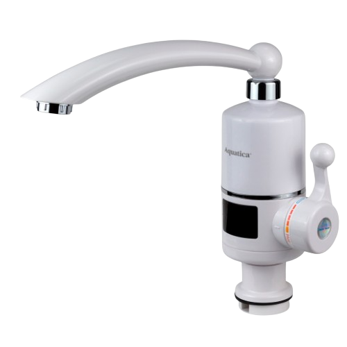 Кран-водонагрівач проточний NZ 0,4-5бар 3,0кВт для кухні гусак прямий на гайці з дисплеєм Aquatica Житомир - фото 1