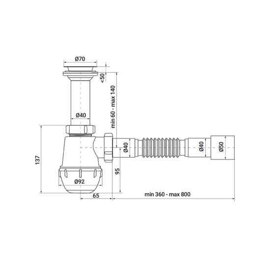 Сифон для кухні Zerix SK-01-A 1 1/2