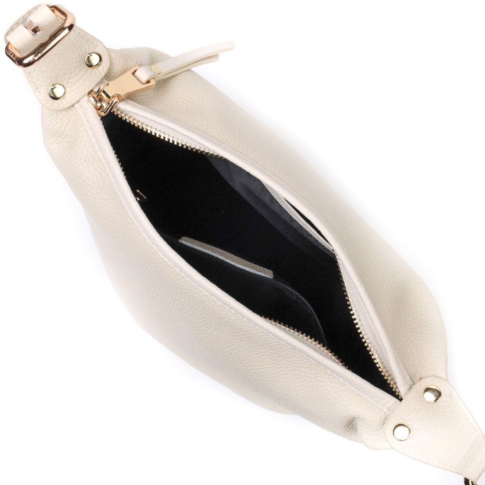 Удобная женская сумка с одной длинной ручкой из натуральной кожи Vintage 22307 Белая Киев - изображение 5