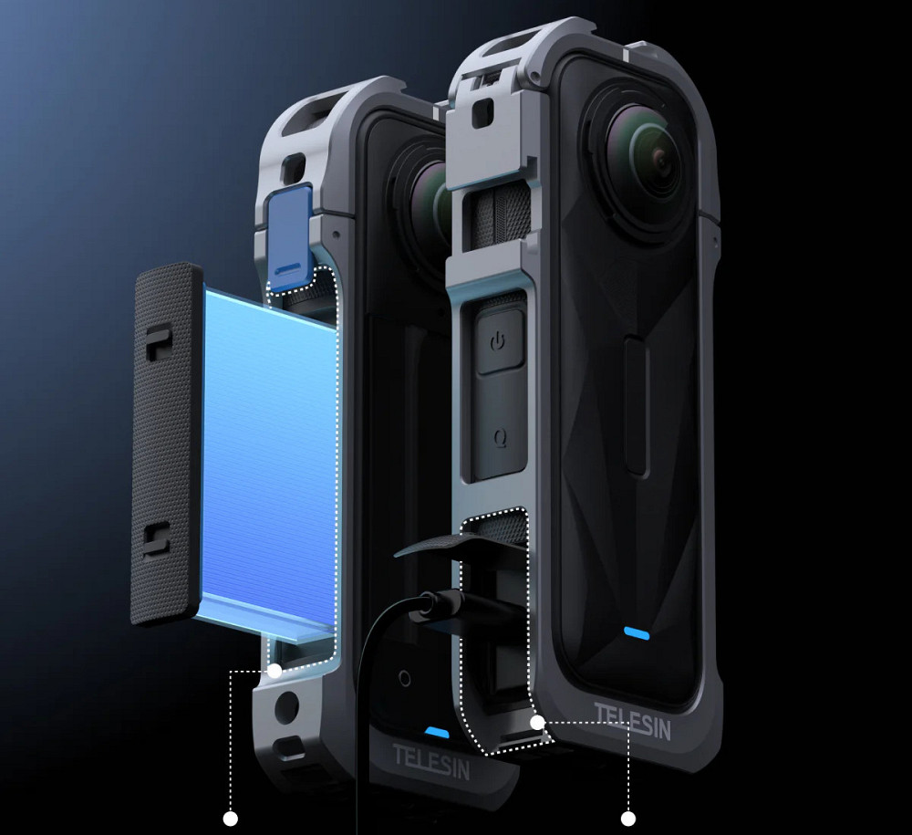 Рамка Insta360 X5 алюминиевая защитная с колпачком Telesin S6-FMS-19-TIS Киев - изображение 3