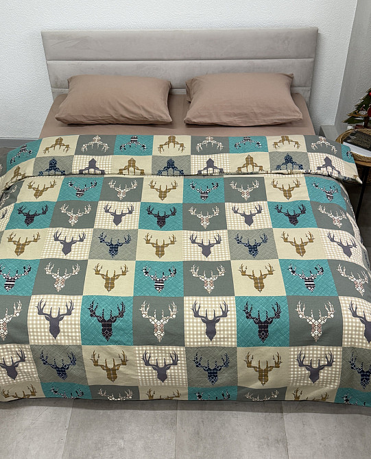 Ecotton Комплект постільної білизни Ecotton Сімейний 150х215 см зелений Олені новорічний Коломыя - изображение 5