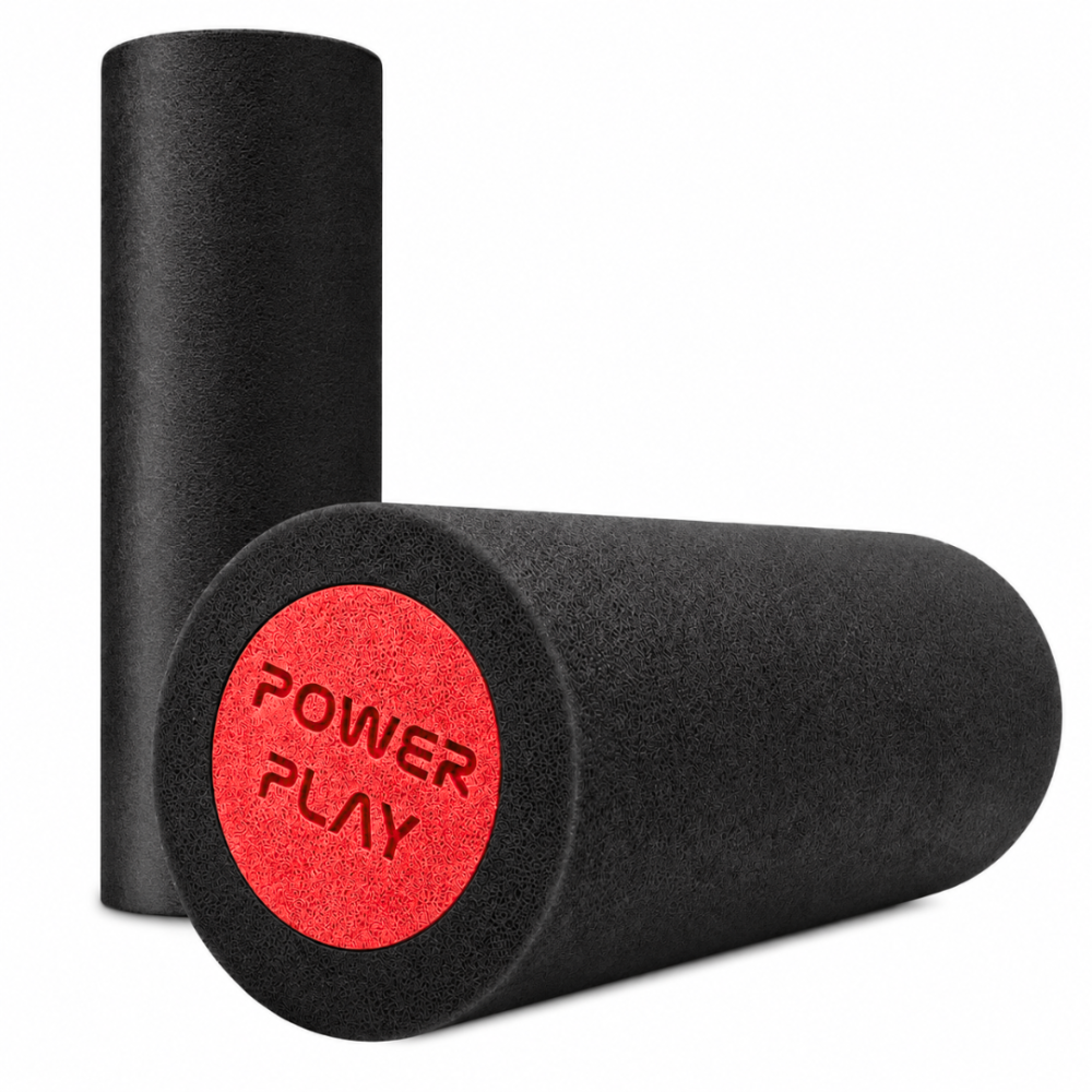 Масажний ролик (роллер) гладкий PowerPlay 4021 Fitness Roller Чорно-червоний (30x15см.) Кам'янське - фото 12