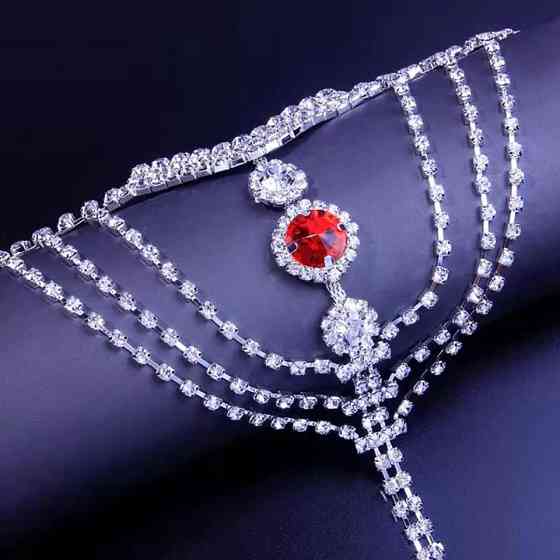 Трусики с камушками и цепочками one size серебристый Киев