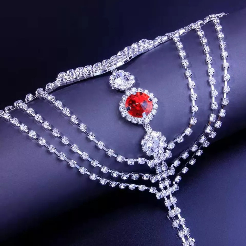 Трусики с камушками и цепочками one size серебристый Киев - изображение 4