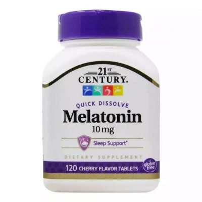 Амінокислота 21st Century Мелатонін, 10 мг, вишневий смак, Melatonin, 120 таблеток (CEN-27503) Вінниця - фото 1