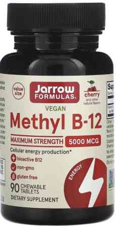 Вітамін B-12 метилкобаламін Jarrow Formulas Methyl B-12 5000 мкг 90 жув таб вишня Київ