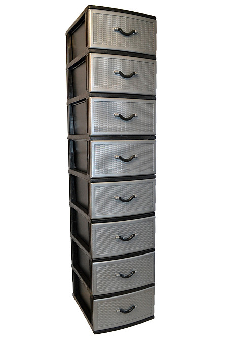 Комод пластиковый Style black (Стиль) 8 ящиков 48х38х176 Одесса - изображение 2