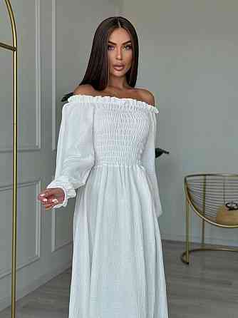 Жіноче романтичне плаття максі з натуральної тканини муслін 100% бавовна Білий, 46/48 Одеса