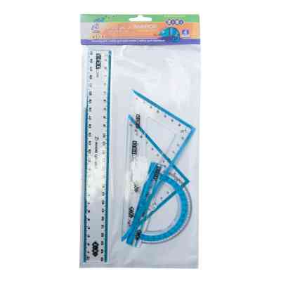 Линейка ZiBi Комплект: линейка 25см, 2косинца, транспортир, с голубыми полосками (ZB.5681) Винница
