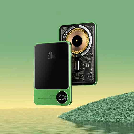 Повербанк Q9 10000 mAh прозорий (MagSafe) - Зелений Київ