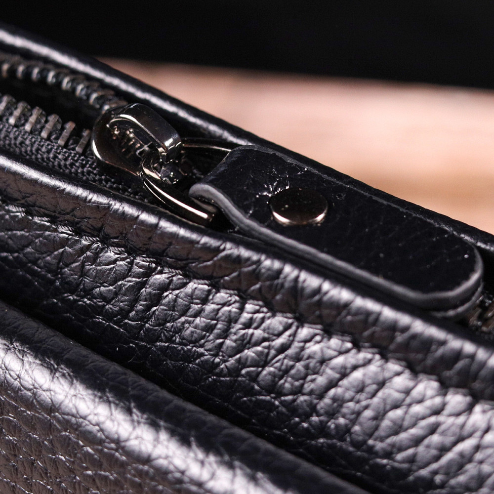 Чоловічий стильний клатч із натуральної шкіри CANPELLINI 21551 Чорний Київ - фото 9