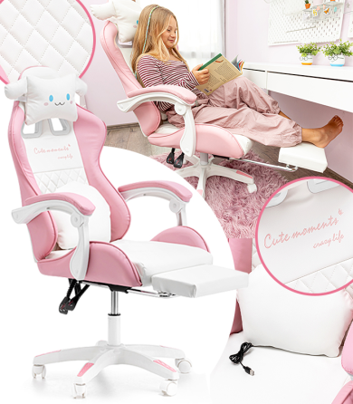 Дитяче геймерське крісло G892 з подушками та підставкою для ніг, Рожеве Київ