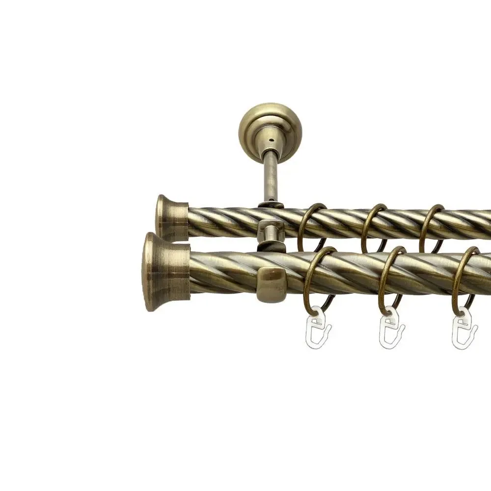 Карниз Orvit Дуо металевий дворядний відкритий скручена труба кільце металеве Антик 25\19 мм 240 см Львов - изображение 1