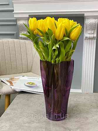 Ваза скляна 17*17*30 см "Бадді-L" бузкове товсте скло Київ