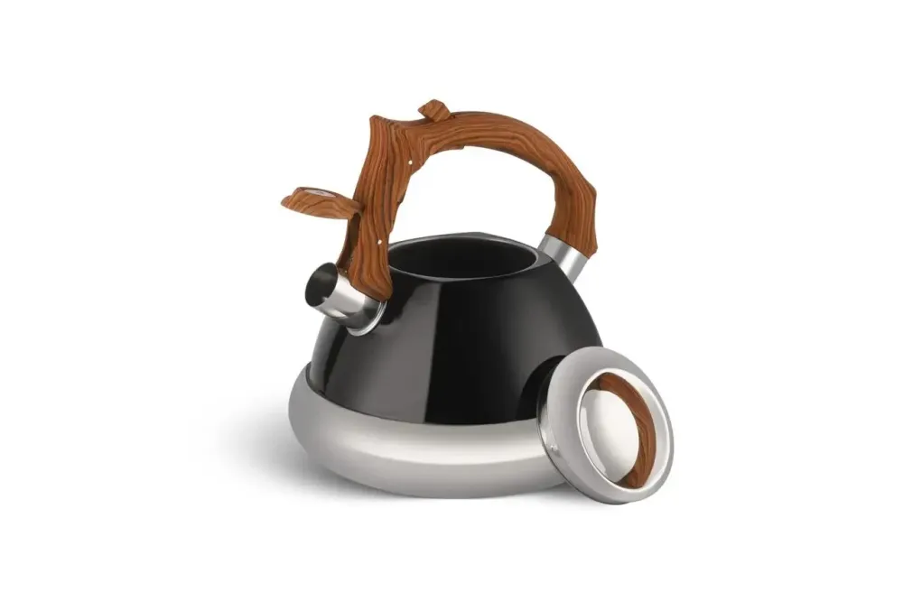 Чайники Свистячі 3.0 Літра З індукційним дном, Дерев'яна фіксована м'яка ручка Одеса - фото 4