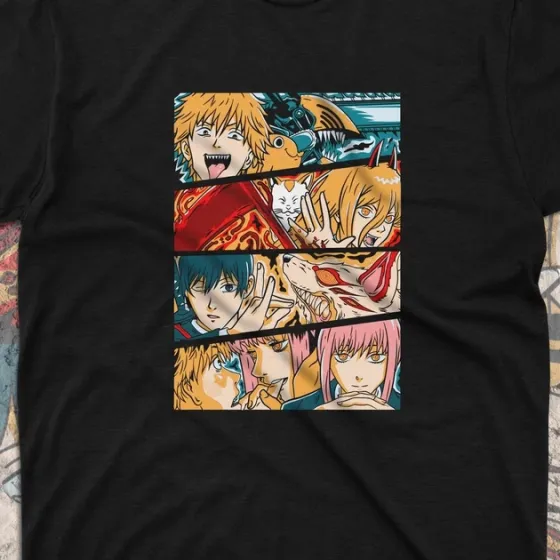 Футболка для подростка мальчика с принтом Человек Бензопила Команда Размер 160 Anime10495 Днепр