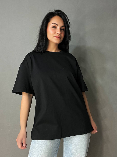 Футболка женская A-N 26075 оверсайз базовая с нашивкой, черный, one size Киев - изображение 18