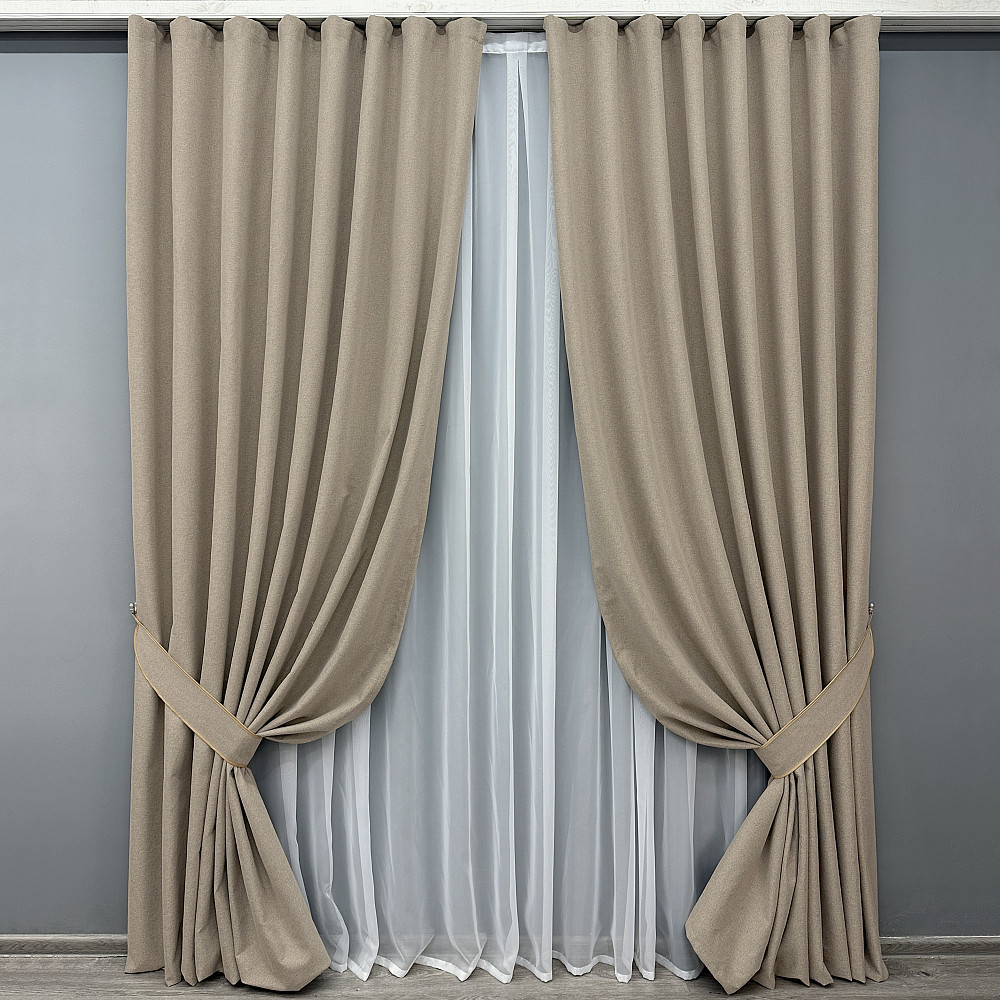 Комплект готових штор VR-Textil Блекаут двосторонній ASHEN NIGHT № 1853ш Бежевий 200х290 см 2 шт (32-226) Київ - фото 2