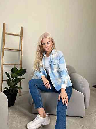 Жіноча тепла сорочка "Elba" оптом | Розпродаж моделі 46-48, Блакитний + сірий Київ