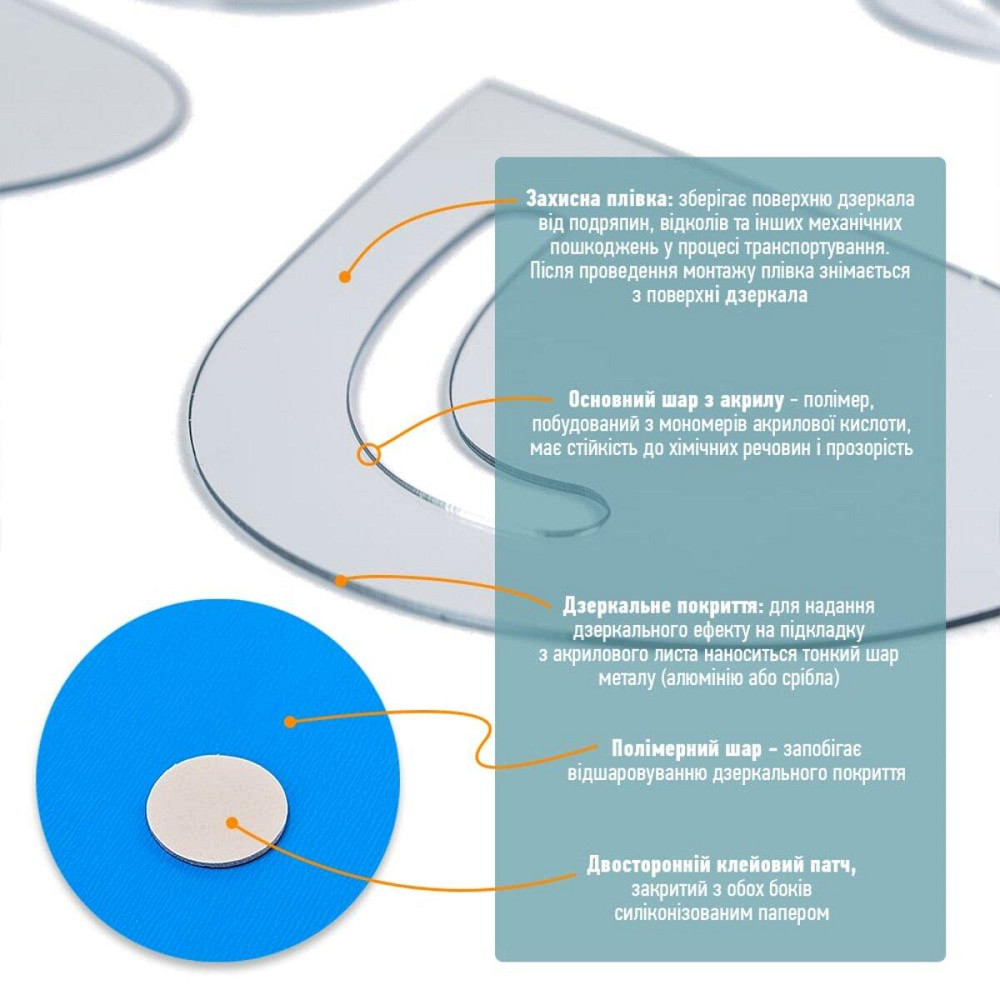 Декор дзеркальний самоклеючий Краплі сріблясті, 20 шт Київ - фото 4