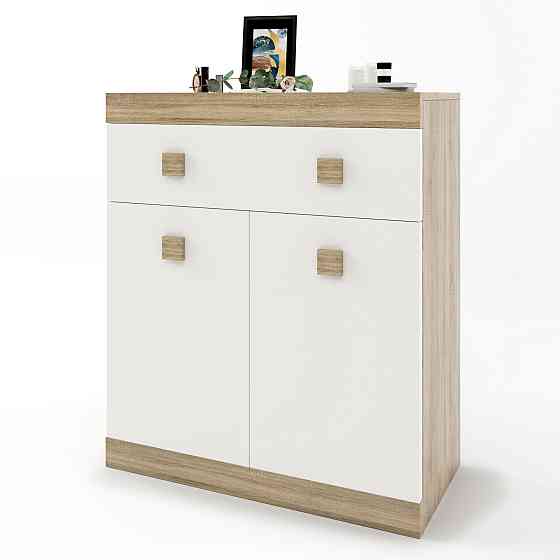 Комод с дверями и ящиком Эверест Соната-4 80х38х94 дуб сонома + белый (DTM-2065) Днепр