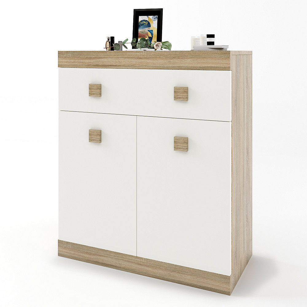 Комод з дверима та ящиком Еверест Соната-4 80х38х94 дуб сонома + білий (DTM-2065) Дніпро - фото 2