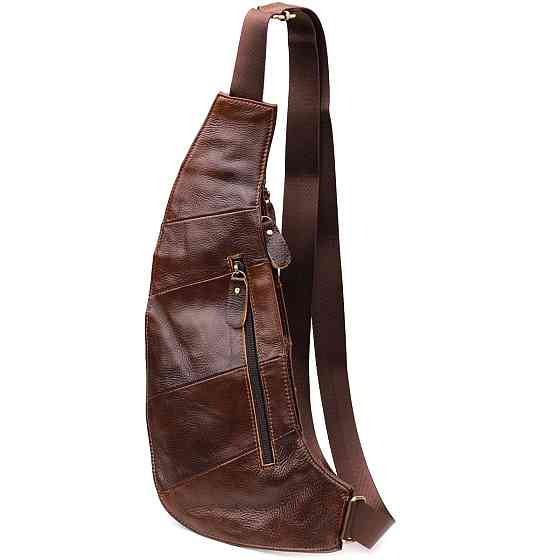 Практичная мужская сумка с большим количеством карманов из натуральной кожи Vintage 22962 Коричневый Киев