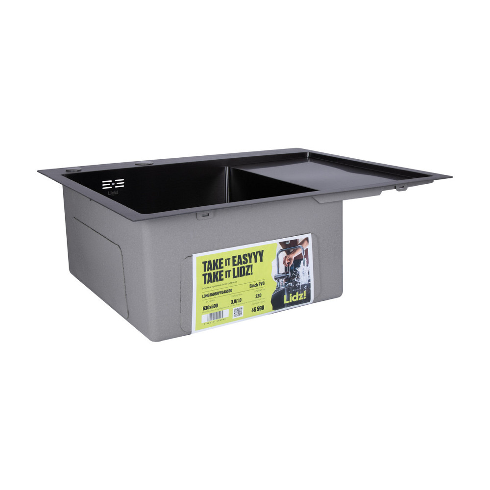 Мийка для кухні інтегрована Lidz Handmade H6350BR крило праворуч (LDH6350BRPVD45590) Brushed Black PVD 3,0/1,0 мм Київ - фото 5