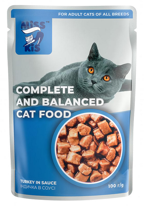 Мис Кис влажный корм для кошек 100 г (индейка в соусе) Винница - изображение 1
