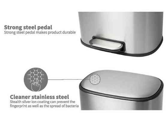 Овальное мусорное ведро с плавным закрытием Mixxus Premium Diverse-TC0105, 5 л, нержавеющая сталь Харьков