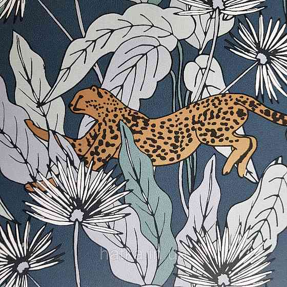 Шпалери вінілові на флізелін Caselio The Place to bed 0.53х10 м листя квіти рисі золотисті на синьо сірому Київ