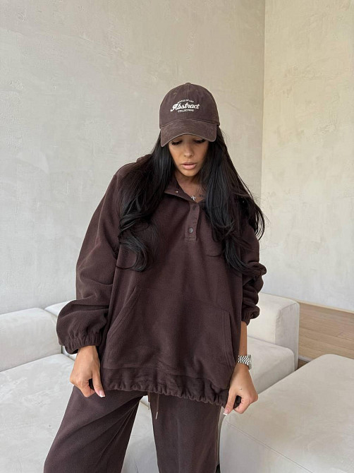 Женский теплый повседневный костюм двойка двойной флис Шоколад, 44 Одесса - изображение 3