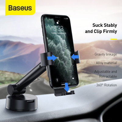 Универсальный автодержатель Baseus 4.7-6.5" Gravity Simplism (на присоску) black (SUYL-JY01) Винница - изображение 12