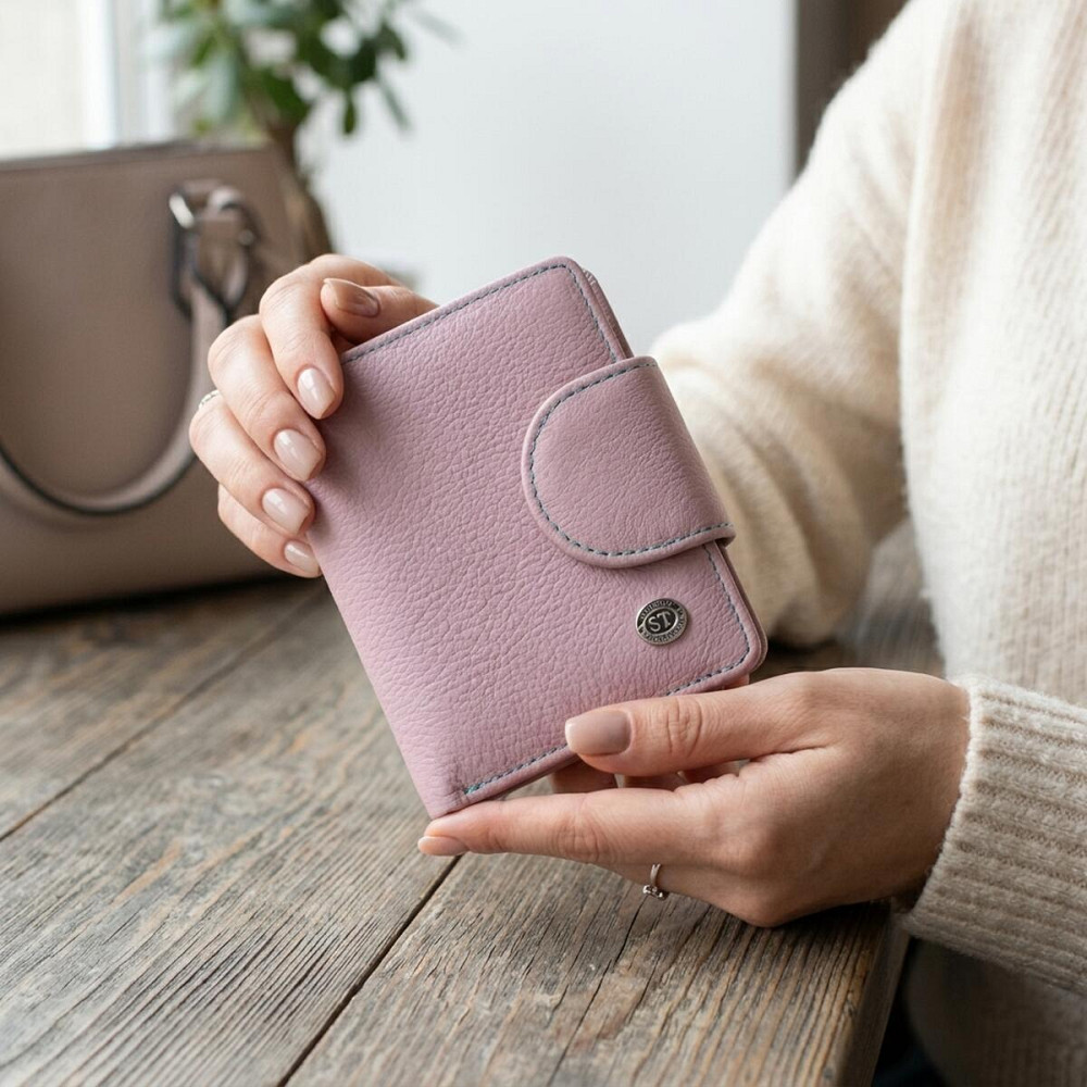 Портмоне с монетницей снаружи для стильных женщин кожаное ST Leather 19456 Бежевый Киев - изображение 12