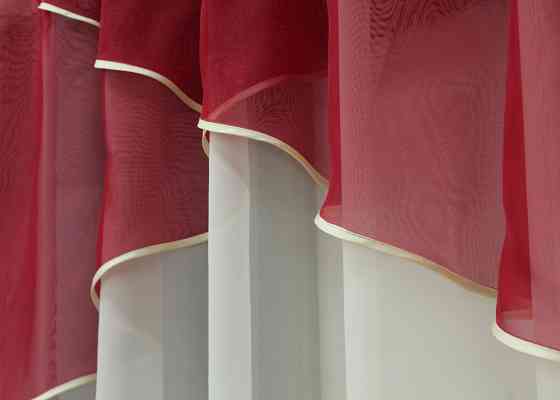 Кухонный тюль арка с ламбрекеном VR-Textil № 025к молочный с красным 270х170 см (52-1052) Киев