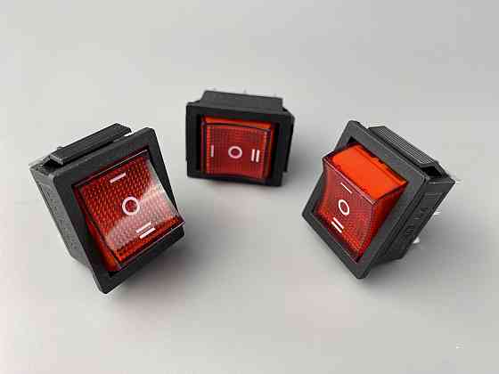 Перемикач клавішний червоний, з led-підсвіткою 12 V, 25 ммх31мм, 6 ніжок Мукачево