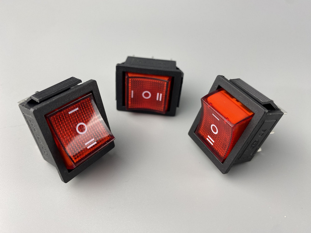 Перемикач клавішний червоний, з led-підсвіткою 12 V, 25 ммх31мм, 6 ніжок Мукачево - фото 1