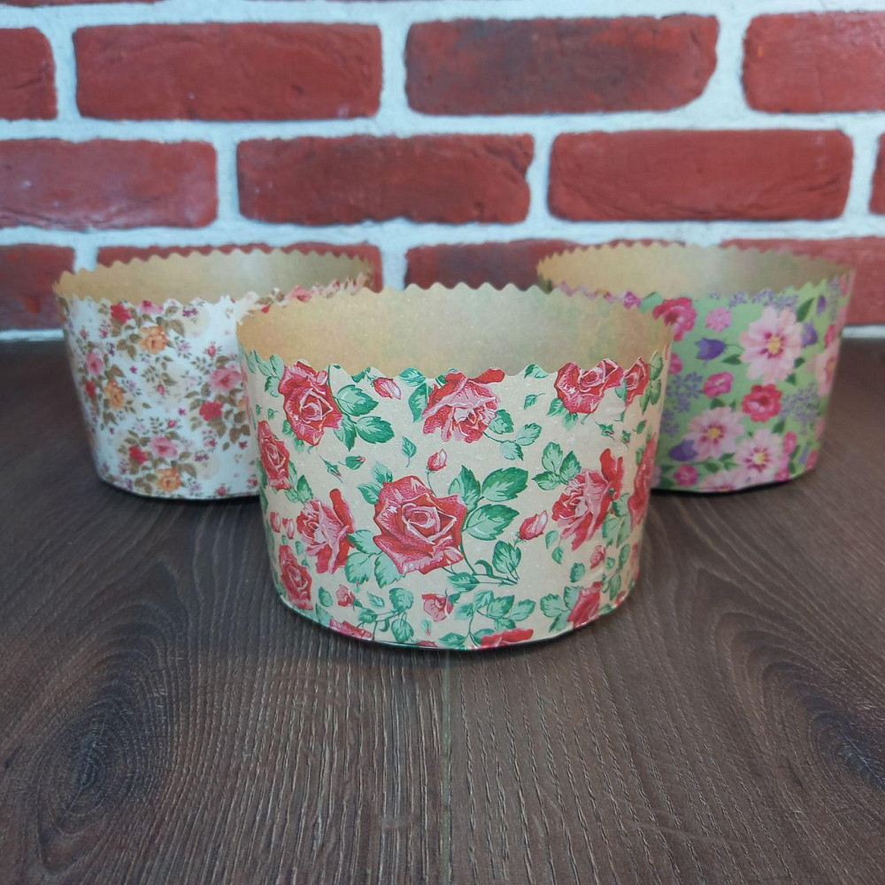 Форма для пасок 500 г d130 h85 «Квіти» — паперові форми для випікання, 50 шт Харків - фото 8